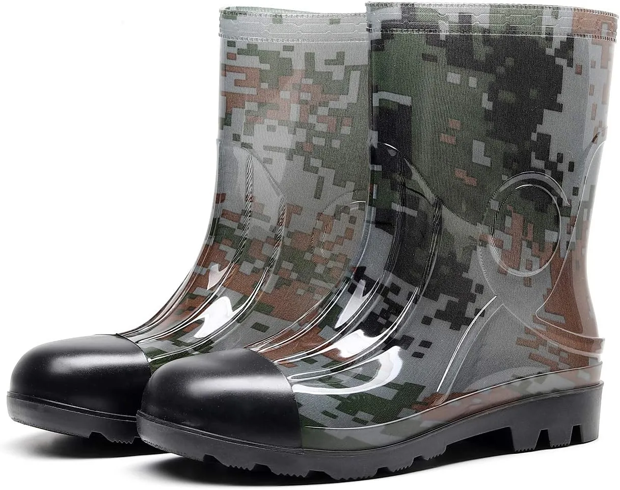 Man Knee High Rubber Rainboots Camo Waterproof Rubber Boots for Garden Man Rain Footwear Size