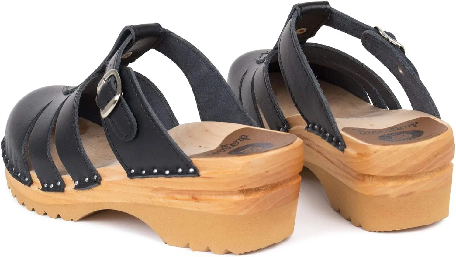 Mary Jane Bastad Slip On Closed Toe Sandals Leather Womens Non Slip Swedish Wooden Clogs