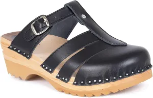 Mary Jane Bastad Slip On Closed Toe Sandals Leather Womens Non Slip Swedish Wooden Clogs
