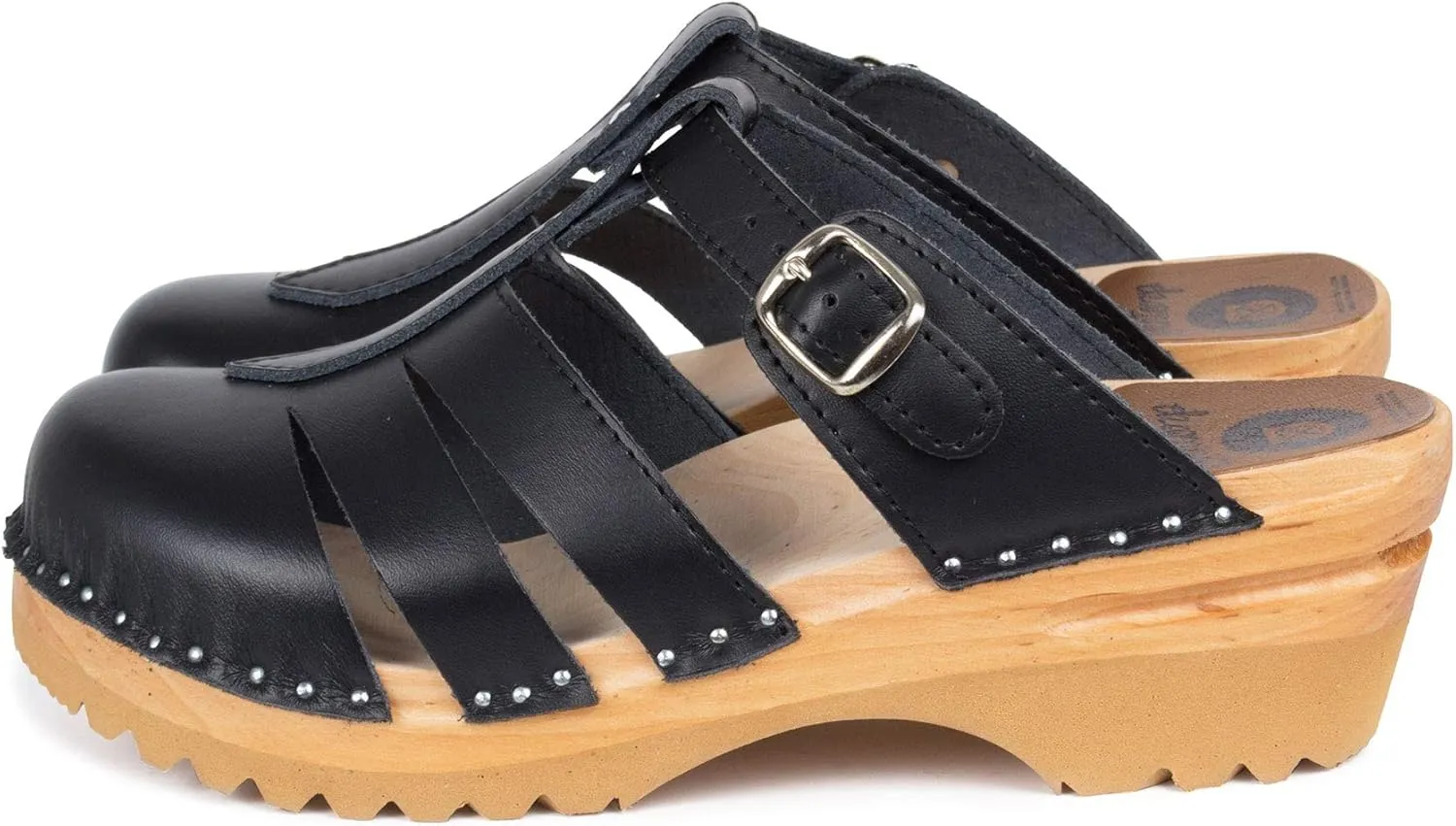 Mary Jane Bastad Slip On Closed Toe Sandals Leather Womens Non Slip Swedish Wooden Clogs