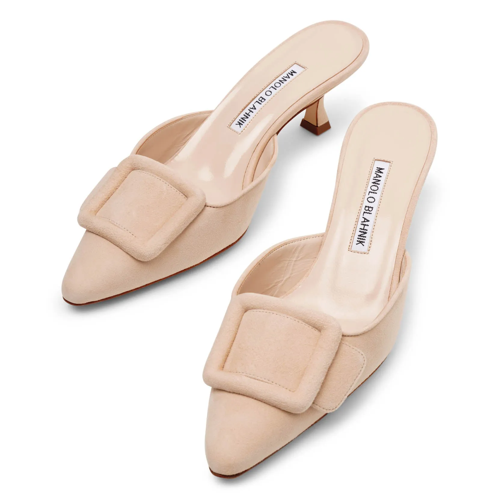 Maysale 50 beige suede mules