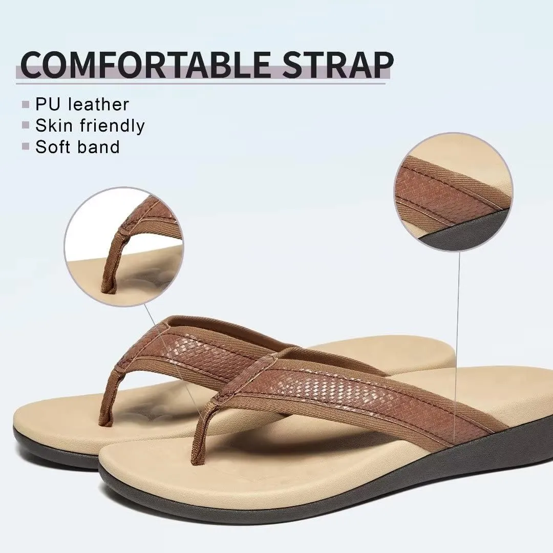 MEGNYA Womens Orthotic Flip Flops, Plantar Fasciitis Sandals for Flat Feet with Arch Support Thong Style Flip Flops, Comfortable Walking Sandals for Beach, Vacation