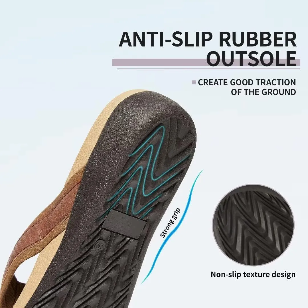 MEGNYA Womens Orthotic Flip Flops, Plantar Fasciitis Sandals for Flat Feet with Arch Support Thong Style Flip Flops, Comfortable Walking Sandals for Beach, Vacation
