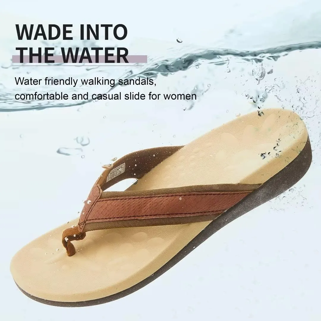 MEGNYA Womens Orthotic Flip Flops, Plantar Fasciitis Sandals for Flat Feet with Arch Support Thong Style Flip Flops, Comfortable Walking Sandals for Beach, Vacation