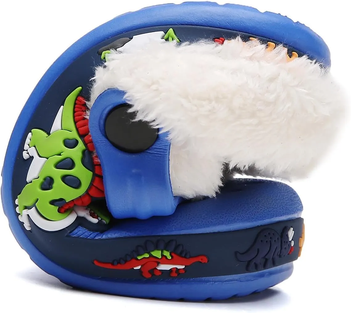 Meidiastra Kids Fur Lined Clogs Shoes Slip On Garden Shoes Non Slip House Home Slippers for Boys Girls
