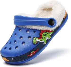 Meidiastra Kids Fur Lined Clogs Shoes Slip On Garden Shoes Non Slip House Home Slippers for Boys Girls