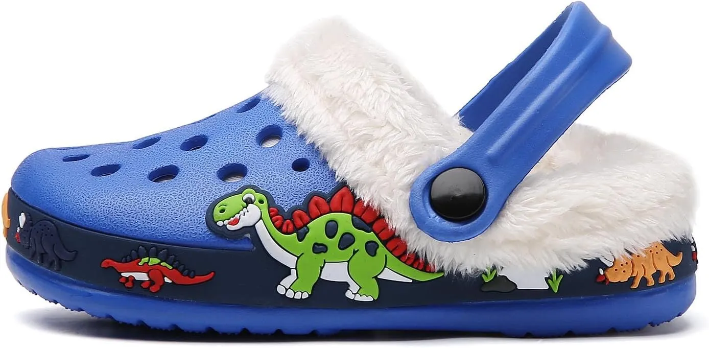 Meidiastra Kids Fur Lined Clogs Shoes Slip On Garden Shoes Non Slip House Home Slippers for Boys Girls