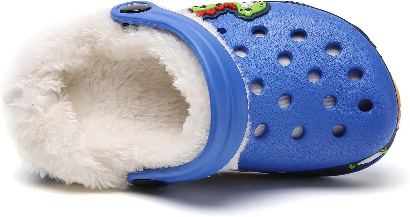 Meidiastra Kids Fur Lined Clogs Shoes Slip On Garden Shoes Non Slip House Home Slippers for Boys Girls