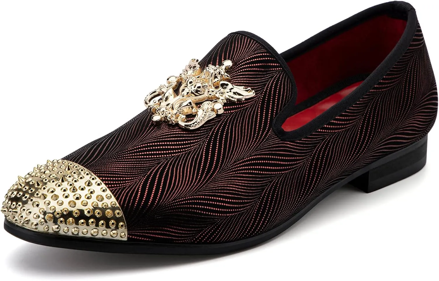 Meijiana Mens Velvet Loafers Dress Shoes with Metal Embellishments Party Luxury Loafer Shoes