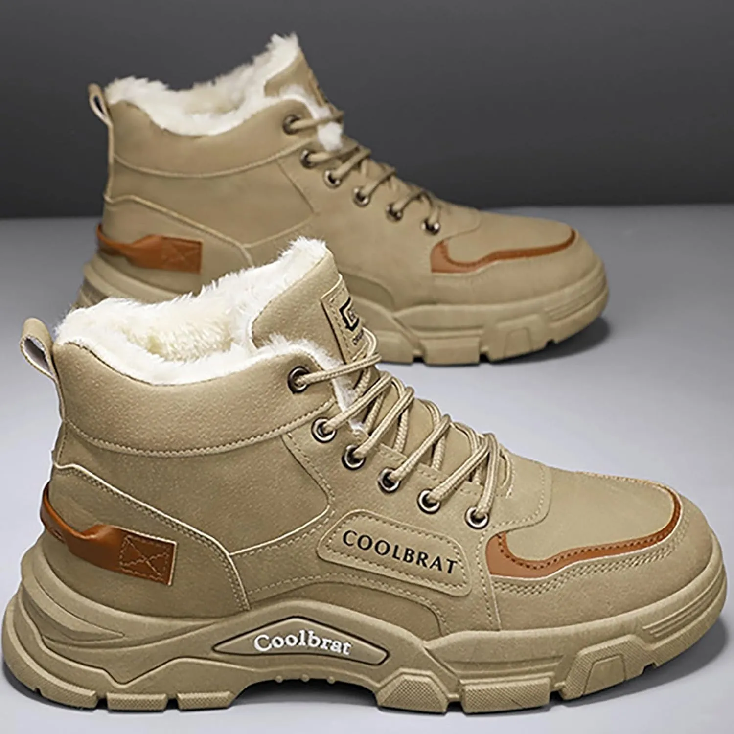 Men Work Boots Steel Toe Hiking Sneakers Shoes Warm Fur Lined Women Safety Toe Shoes with Zipper Waterproof Platform Shoes Work Hike Grounded Footwear