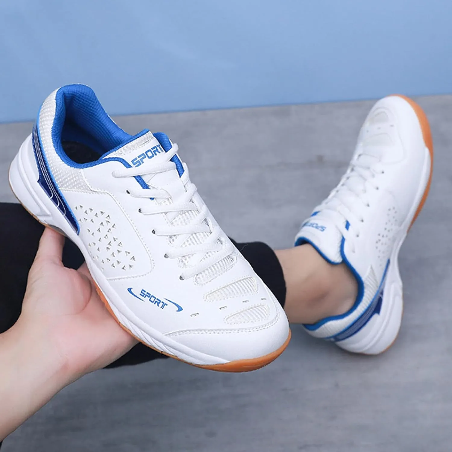 Mens Badminton Shoes Fashionable Breathable Pickleball Volleyball Sneakers for Indoor Court Non-Slip Outdoor Racketball