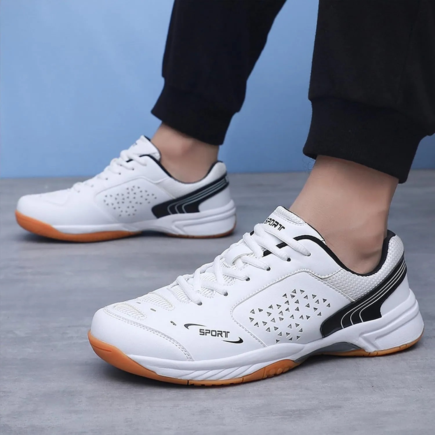 Mens Badminton Shoes Fashionable Breathable Pickleball Volleyball Sneakers for Indoor Court Non-Slip Outdoor Racketball