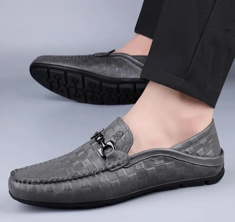 Men's Casual Formal Business Oxford Mens Loafers & Slip-Ons Dress Shoes Plaid Upper Tuxedo Shoes for Men
