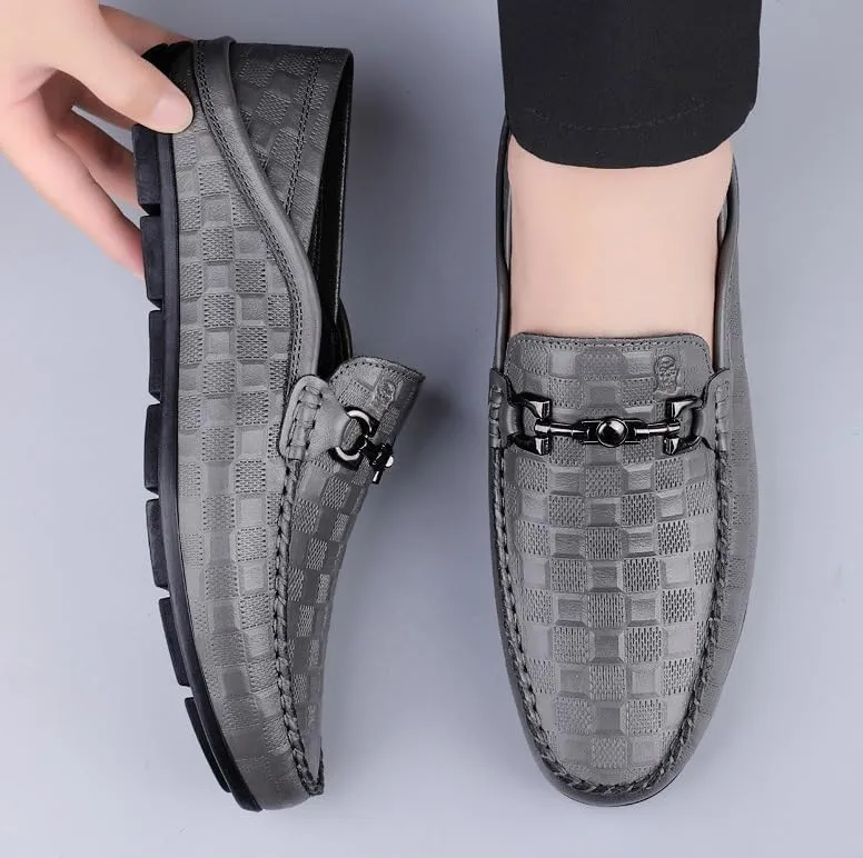 Men's Casual Formal Business Oxford Mens Loafers & Slip-Ons Dress Shoes Plaid Upper Tuxedo Shoes for Men