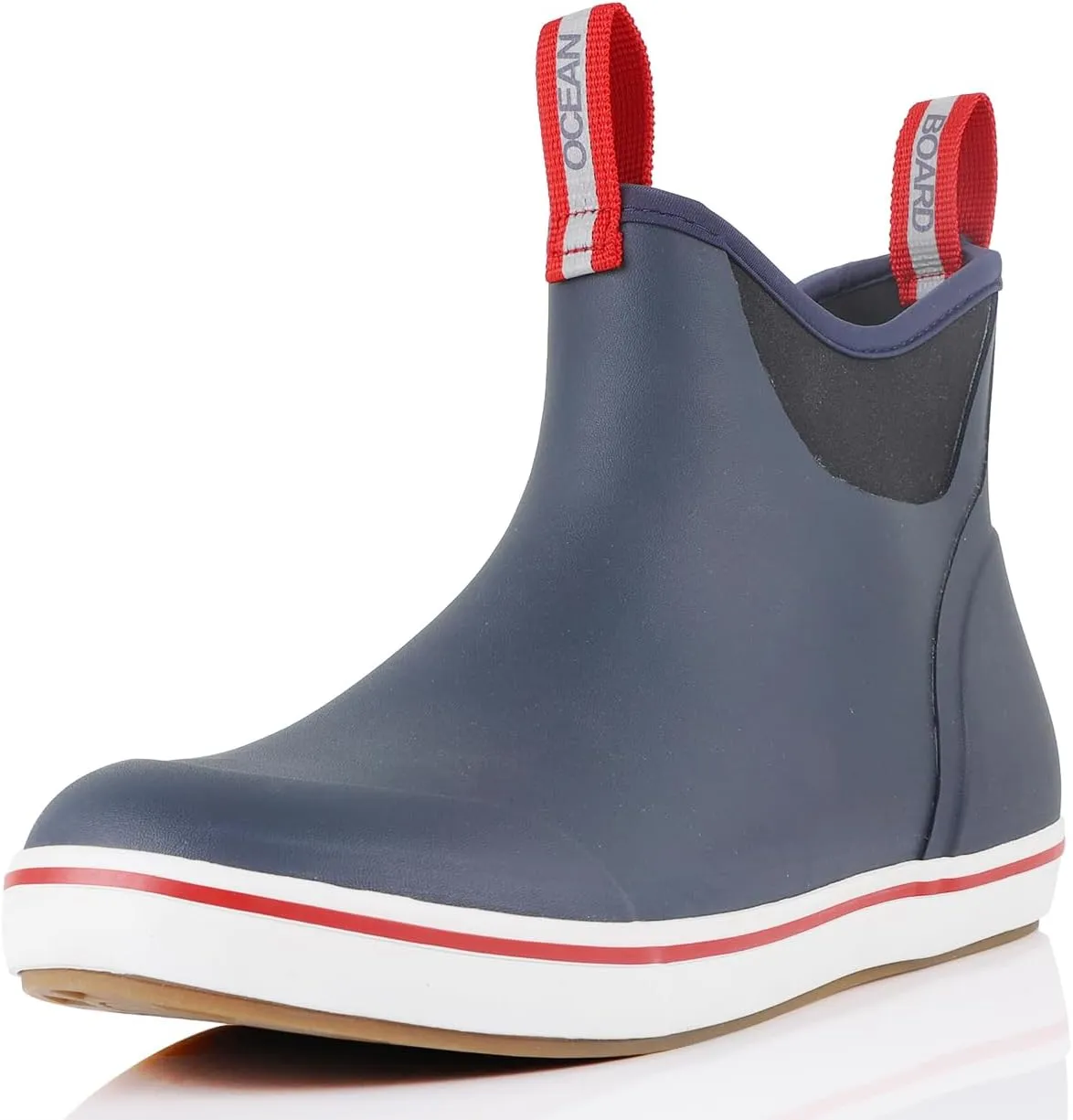 Men's Deck Boots Waterproof Anti-Slip Rubber Ankle Rain Shoes for Fishing Gardening Outing