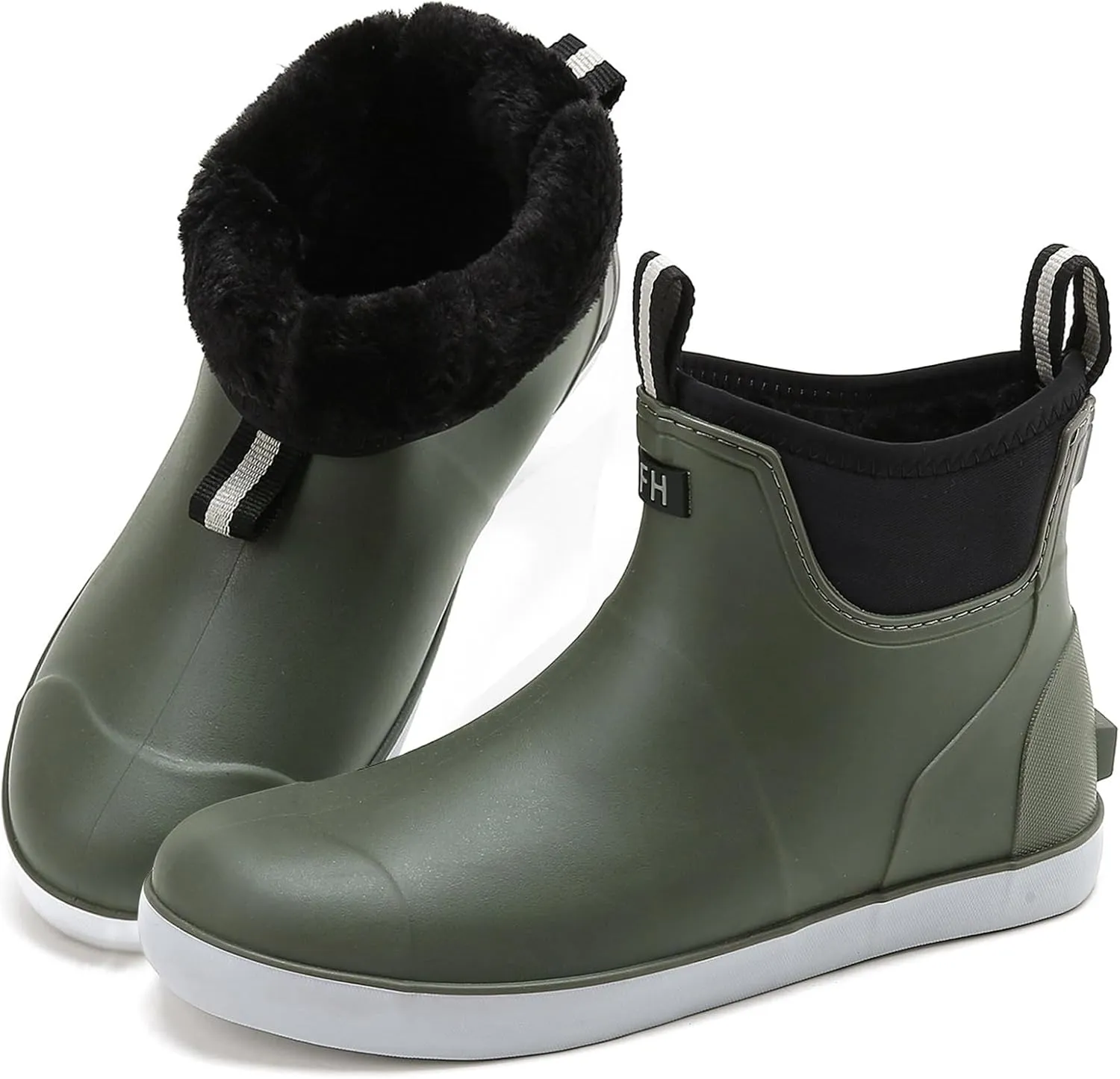 Men's Deck Boots Waterproof Fishing Rain Boots, Anti-Slip Rubber Boots Ankle Booties, High-Performance Footwear Chelsea Boots for Gardening Boating Camping Sailing