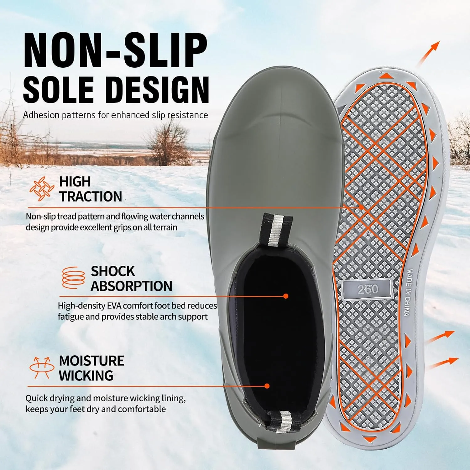 Men's Deck Boots Waterproof Fishing Rain Boots, Anti-Slip Rubber Boots Ankle Booties, High-Performance Footwear Chelsea Boots for Gardening Boating Camping Sailing