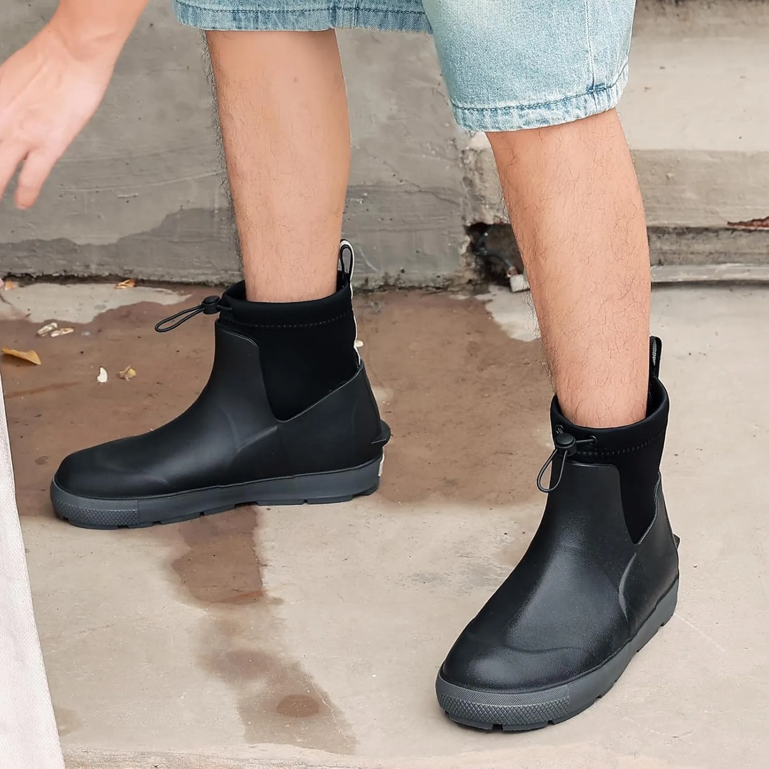Men's Deck Boots,Ankle Rubber Rain boots Waterproof Anti-Slip Waterproof Shoes, Fishing Boating Boots Water Work Shoes for Men