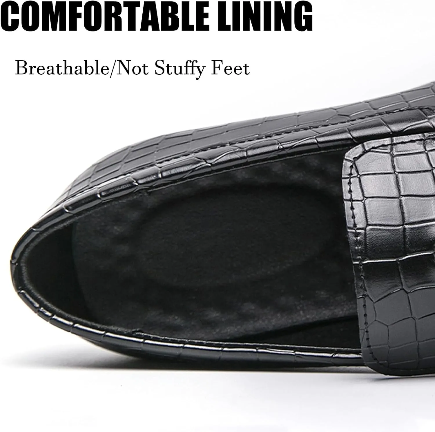 Men's Fashion Alligator Printed Tassel Loafers Pointed Toe Slip-On Low Top Leather Penny Loafers Business Wedding Dress Oxford Shoes