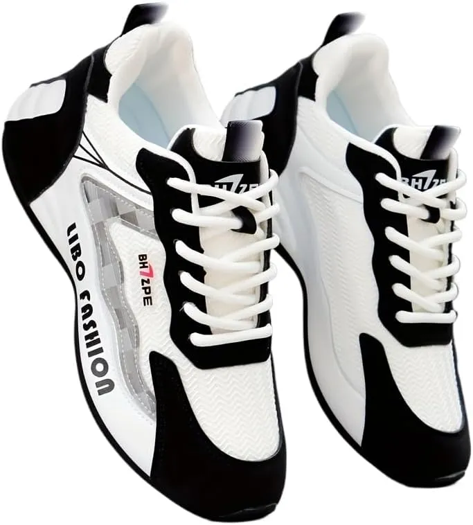 Men's Fashion Sneakers Running Shoes Lace Up Non Slip for Teenager Outdoor Training Workout, All Seasons