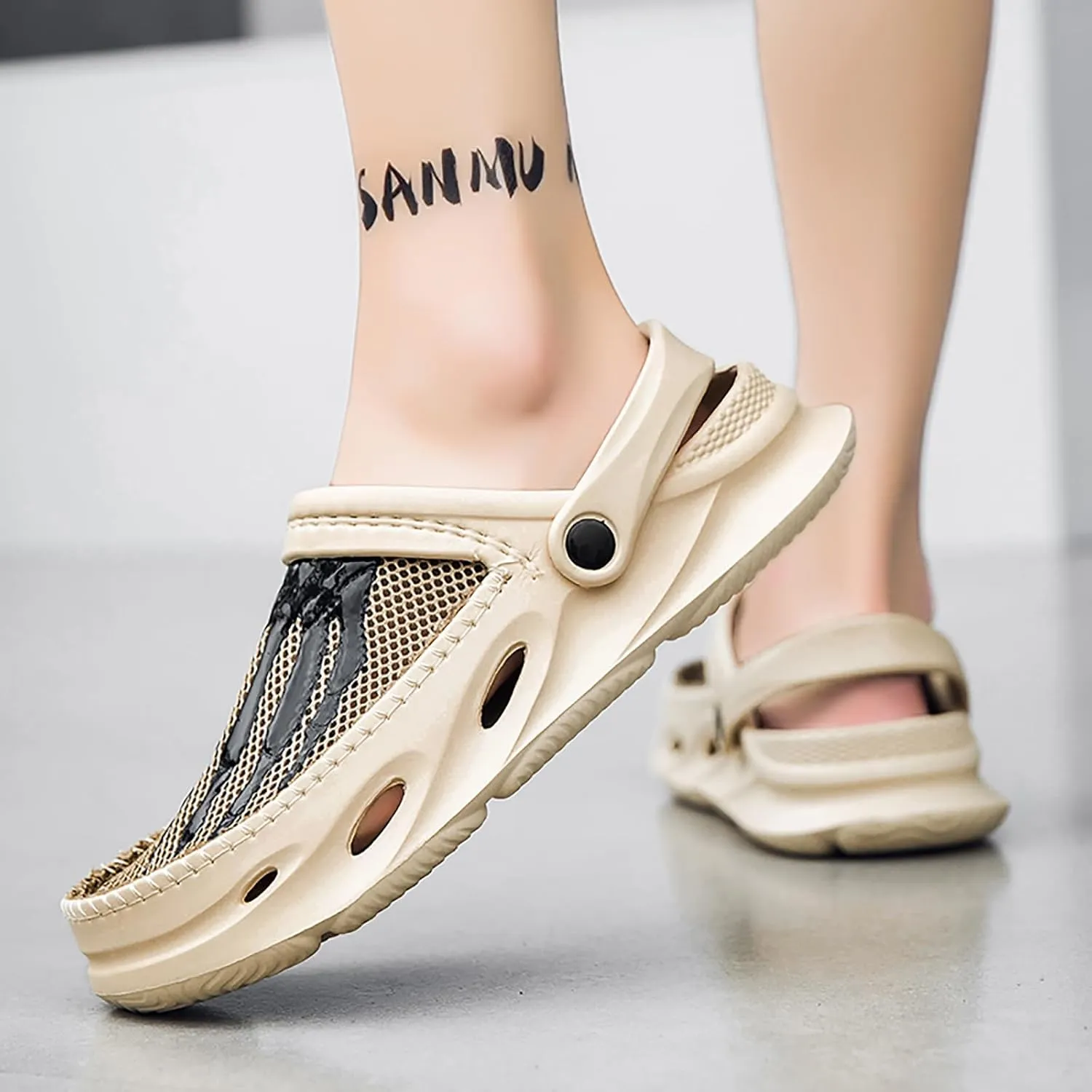 Mens Garden Clogs Shoes Breathable Summer Beach Sandals Sports Sandals Adjustable Slide Slip-on Outdoor Beach Slippers