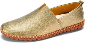 Men's Genuine Leather Slip-On Loafers Handmade Perforated Breathable Casual Driving Shoes