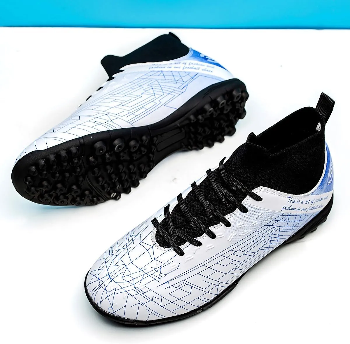 Men's Gold Soccer Cleats FG/Turf - Breathable Knit & PVC Soccer Sneakers for Mens Womens - Lightweight Football Shoes with Metallic Glossy