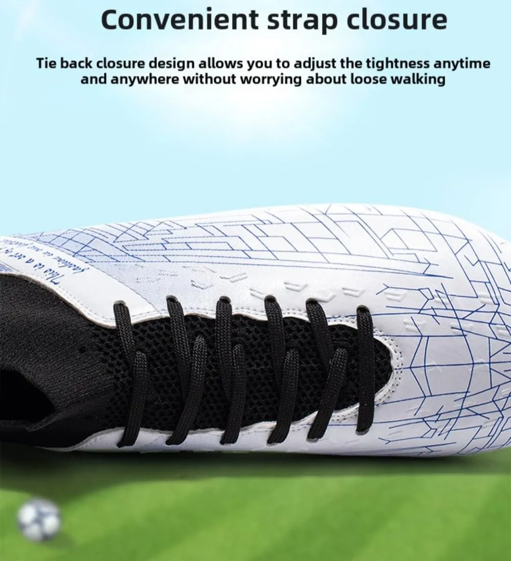 Men's Gold Soccer Cleats FG/Turf - Breathable Knit & PVC Soccer Sneakers for Mens Womens - Lightweight Football Shoes with Metallic Glossy