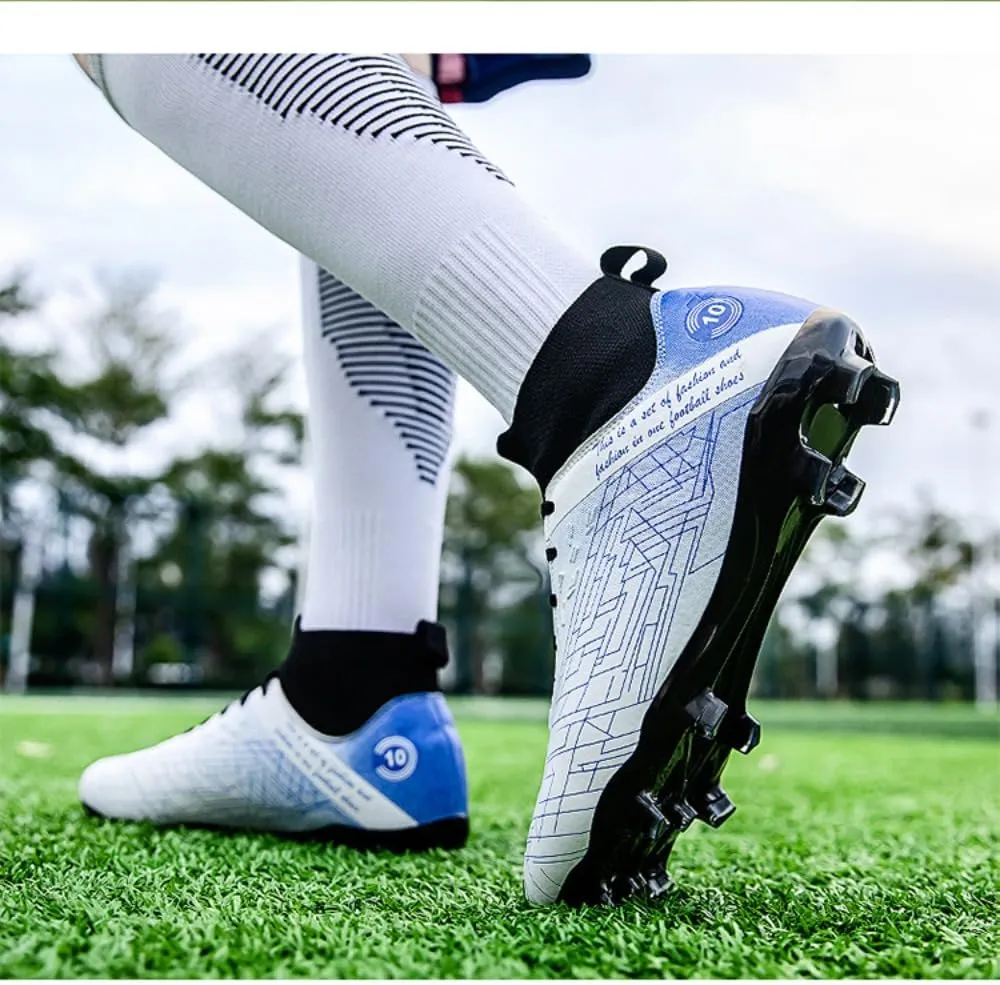Men's Gold Soccer Cleats FG/Turf - Breathable Knit & PVC Soccer Sneakers for Mens Womens - Lightweight Football Shoes with Metallic Glossy