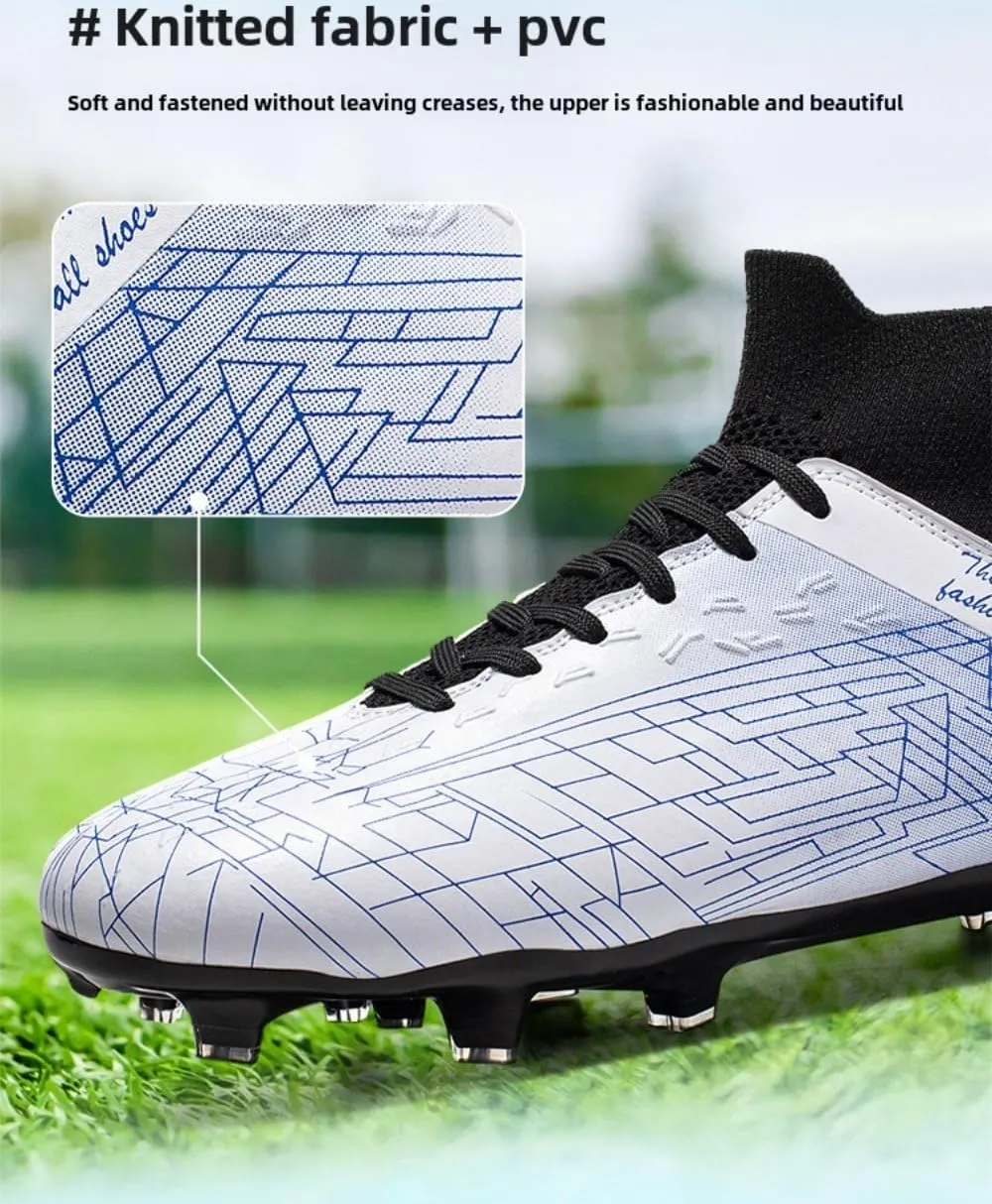 Men's Gold Soccer Cleats FG/Turf - Breathable Knit & PVC Soccer Sneakers for Mens Womens - Lightweight Football Shoes with Metallic Glossy