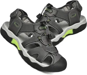 Mens Hiking Sandals Closed Toe Walking Sandals Adjustable Sports Outdoor Trekking Sandals Summer Waterproof Beach Shoes