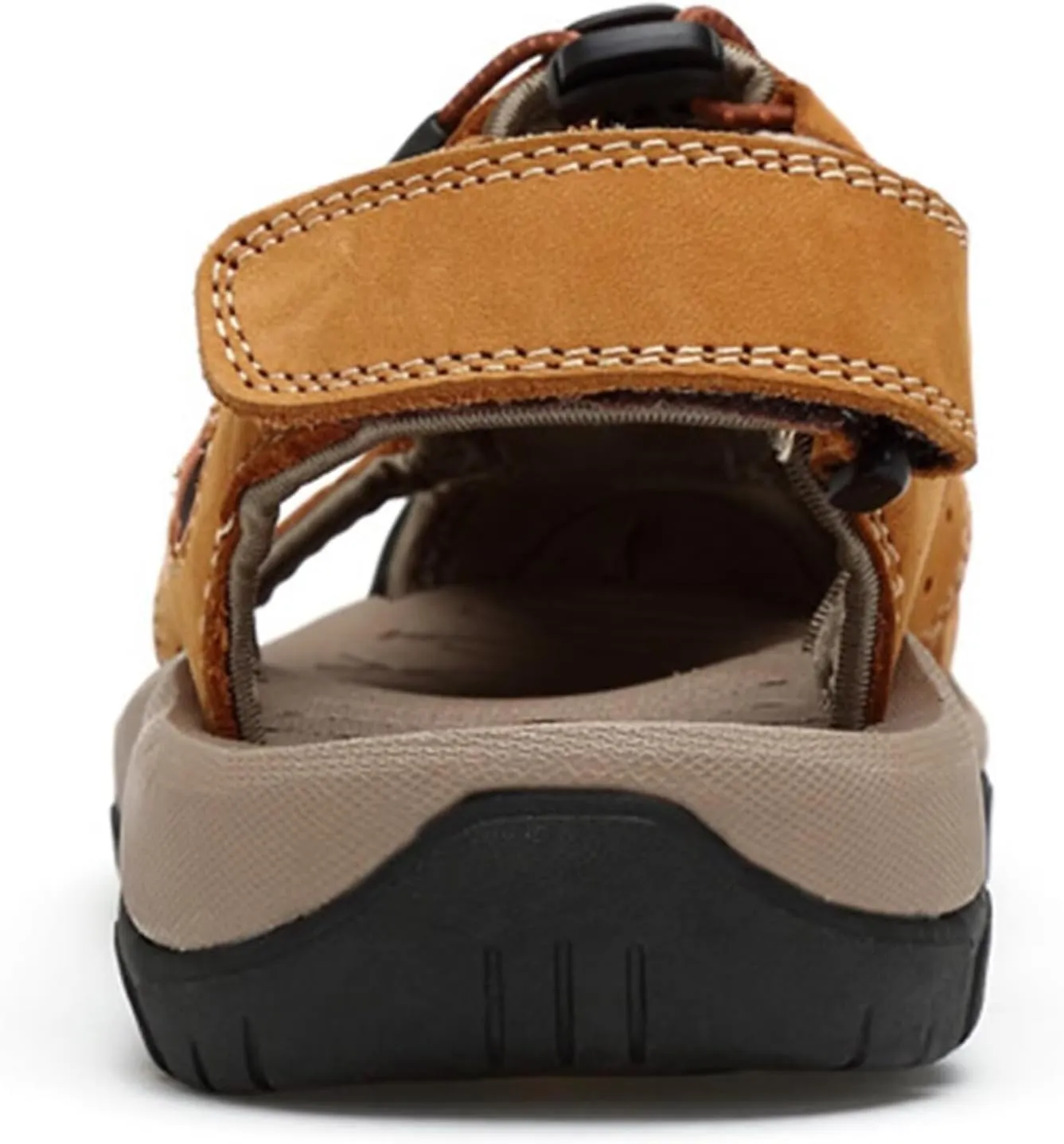Mens Hiking Sandals Outdoor Sports Summer Leather Beach Fisherman Water Shoes Adjustable Closed Toe Walking Trekking Sandals Casual Breathable Non-Slip Athletic Sandals Waterproof