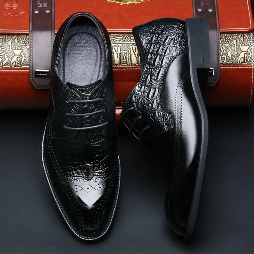 Men's Leather Dress Shoes Oxford Lace Up Monk Strap Round Toe Loafers Formal Business Comfortable Wedding Genuine Leather Non Slip Stylish Durable Office