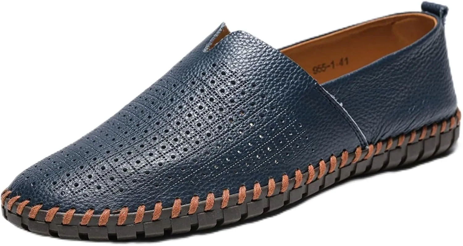 Men's Leather Loafers Slip-in, Soft and Breathable, Hand-Stitched, Stylish Casual Shoes, Light Driving Dress Shoes