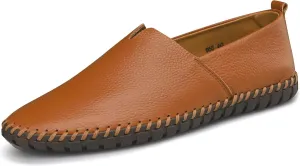 Men's Leather Loafers Slip-in, Soft and Breathable, Hand-Stitched, Stylish Casual Shoes, Light Driving Dress Shoes