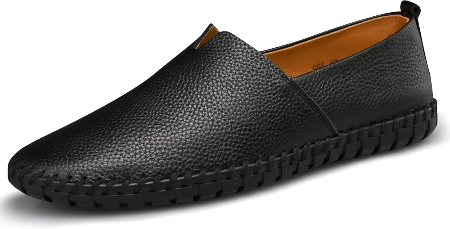 Men's Leather Loafers Slip-in, Soft and Breathable, Hand-Stitched, Stylish Casual Shoes, Light Driving Dress Shoes