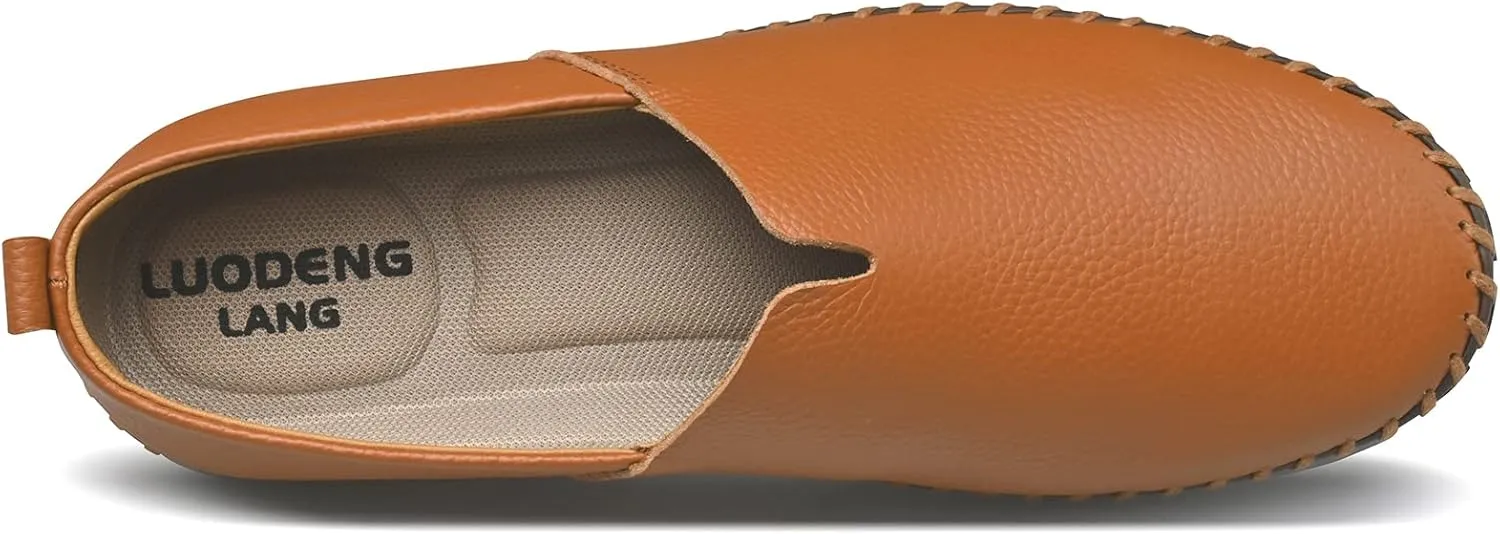 Men's Leather Loafers Slip-in, Soft and Breathable, Hand-Stitched, Stylish Casual Shoes, Light Driving Dress Shoes