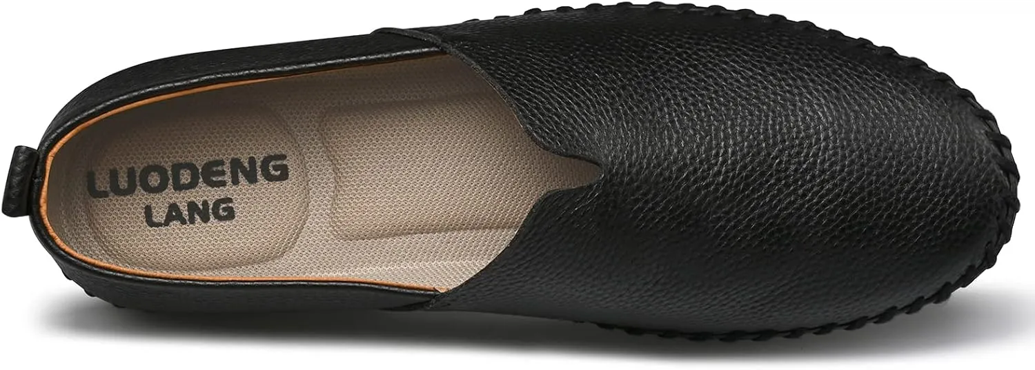 Men's Leather Loafers Slip-in, Soft and Breathable, Hand-Stitched, Stylish Casual Shoes, Light Driving Dress Shoes