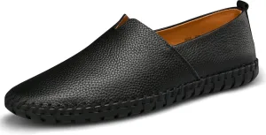 Men's Leather Loafers Slip-in, Soft and Breathable, Hand-Stitched, Stylish Casual Shoes, Light Driving Dress Shoes