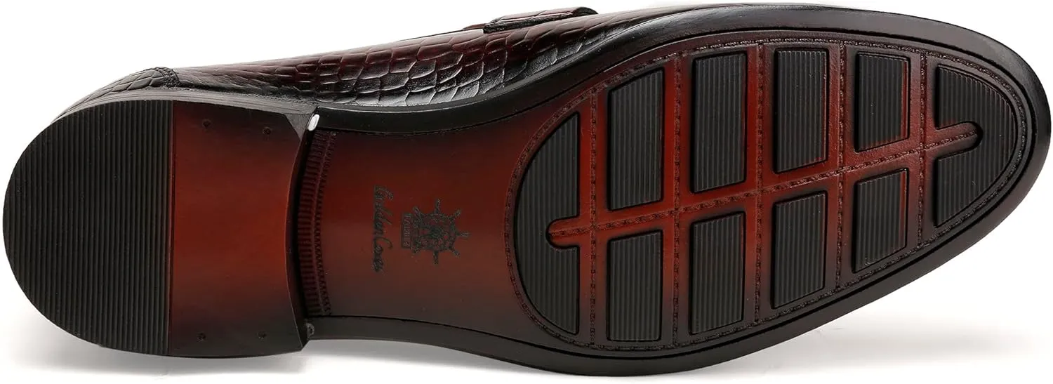 Men's Leather Penny Loafers, Alligator Printed Slip-On Dress Shoes for Mens Casual Shoes Soft Slip On Dress Loafers Bussiness Weddings Shoes