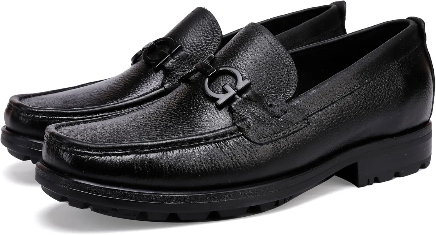 Men's Leather Penny Loafers Business Handmade Slip On Dress Shoes with Buckle Casual Party Shoes Wedding Loafer for Men