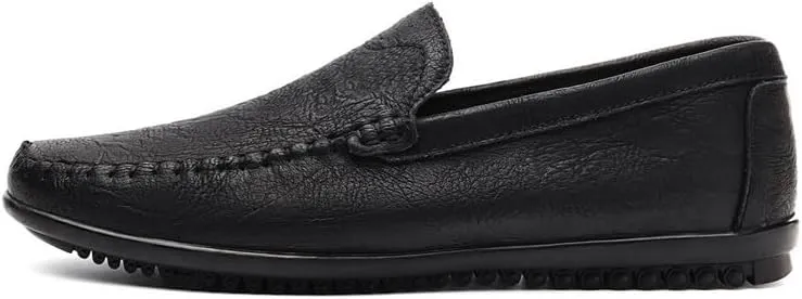 Mens Leather Slip-On Loafers Casual Shoes Driving Moccasins Handmade Khaki & Black Breathable Soft Spring Summer Autumn