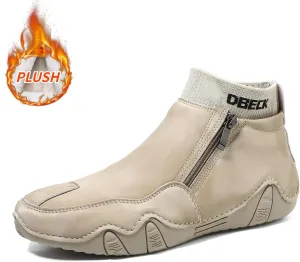 Men's Leather Sneakers, Soft Full-Grain Leather, Low Heel, Rubber Sole