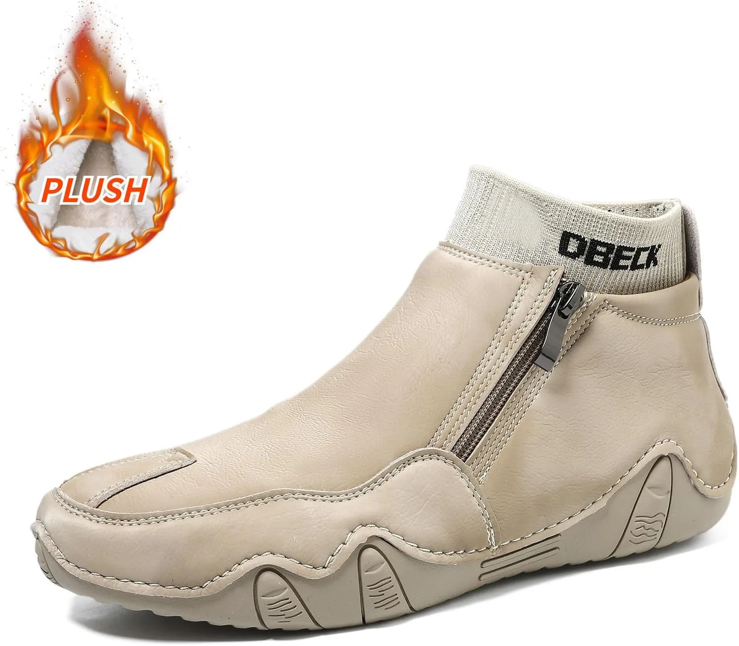 Men's Leather Sneakers, Soft Full-Grain Leather, Low Heel, Rubber Sole
