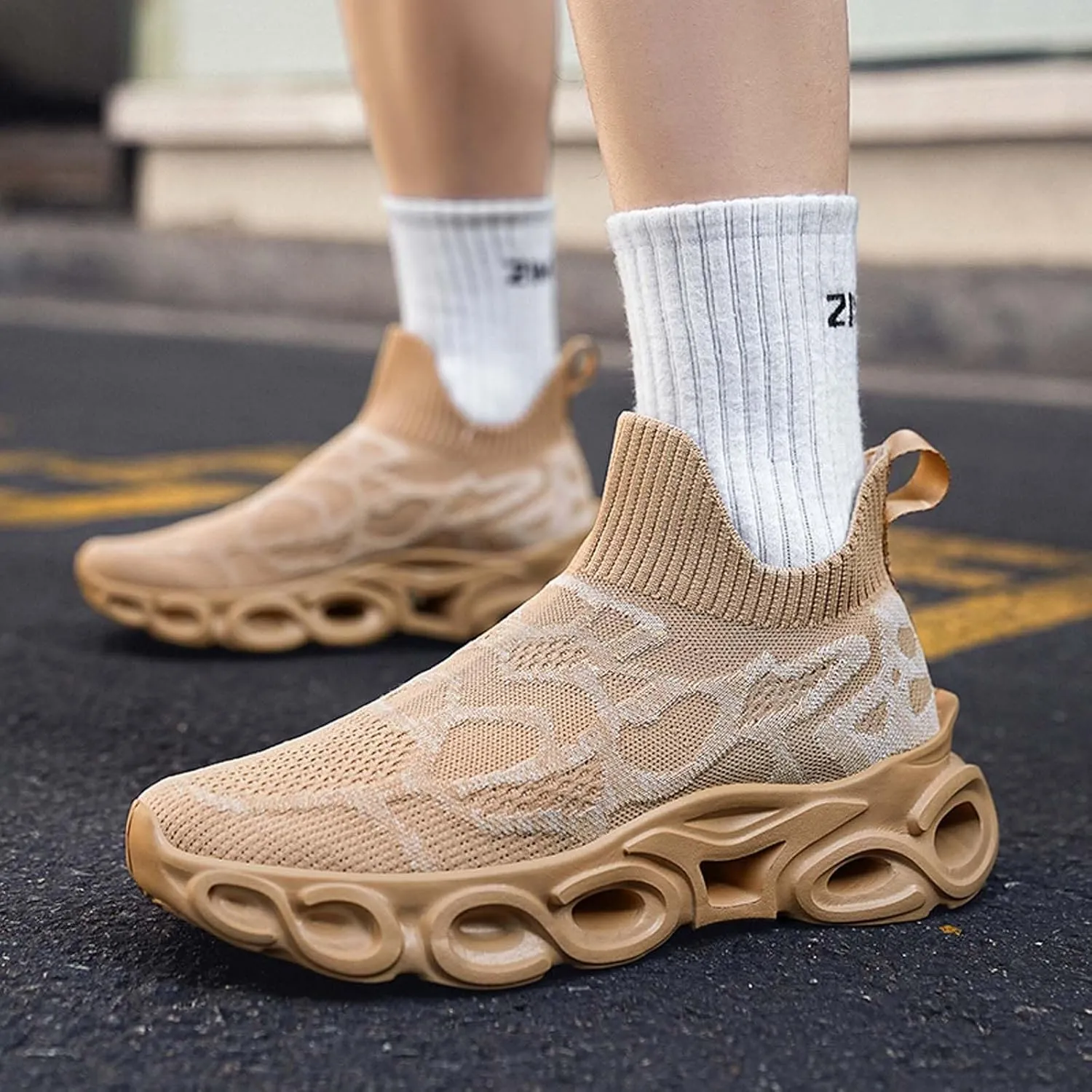 Men's Mens Womens Slip on Loafers Walking Tennis Shoes Laceless Jogging Blade Sneakers Breathable Lightweight