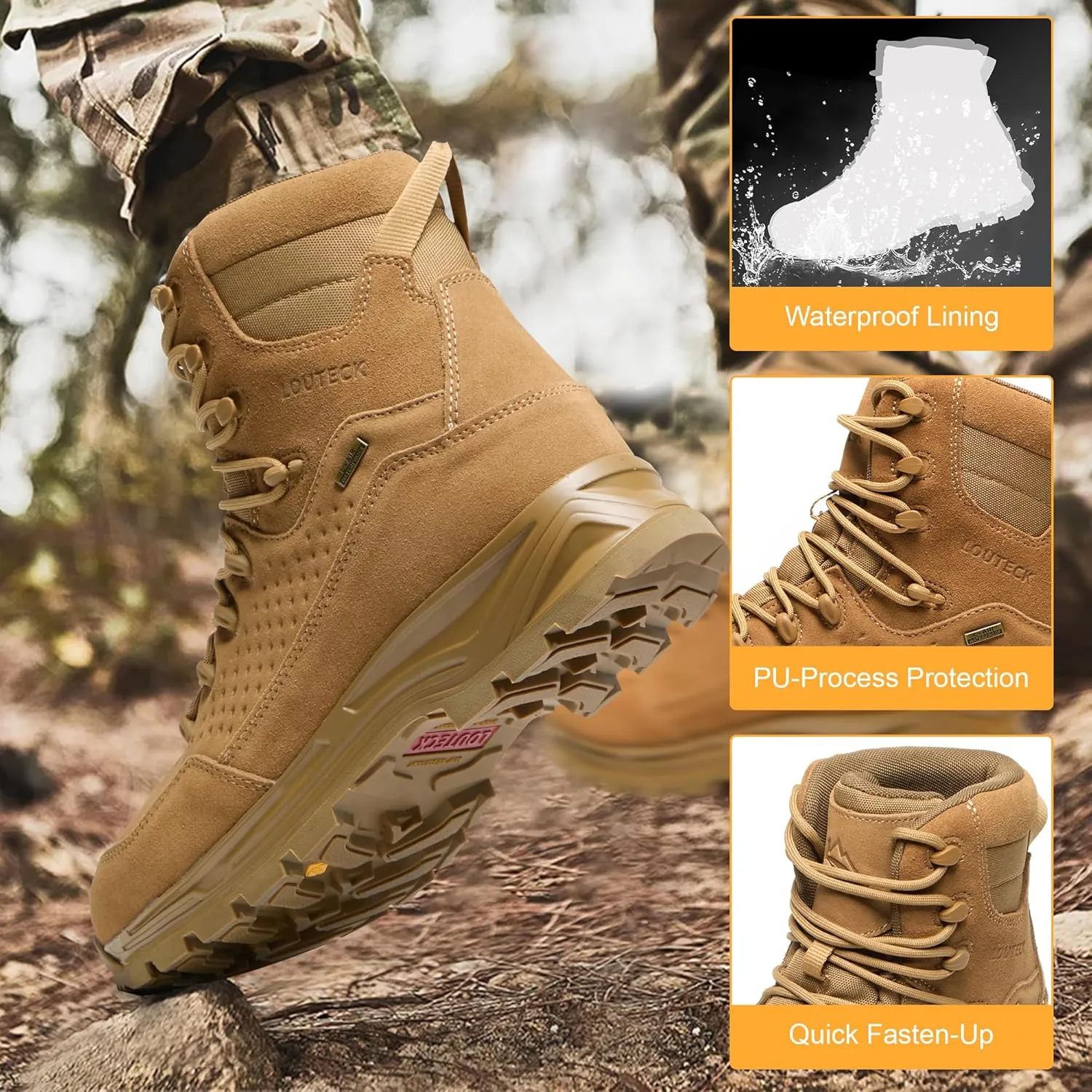 Men's Military & Tactical Boots – Waterproof & Comfortable Boots for Men, Perfect for Work, EMS, Hiking, and Combat