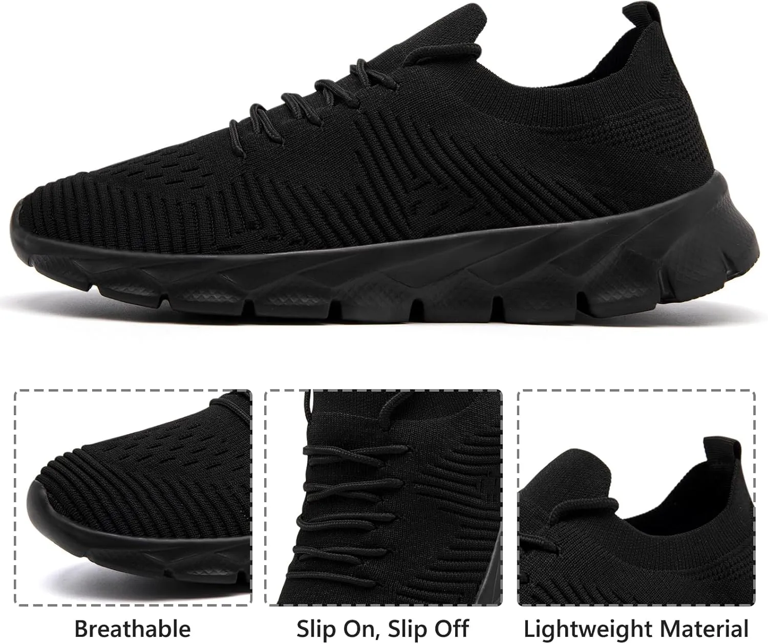 Mens Running Shoes Fashion Sneakers Slip on Breathable Tennis Gym Sports Workout Walking Shoes Lightweight
