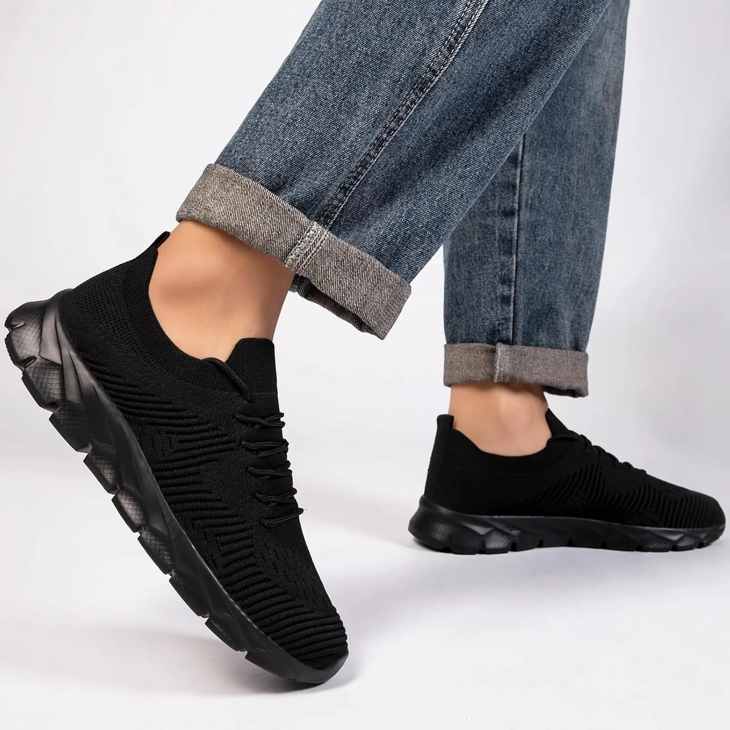 Mens Running Shoes Fashion Sneakers Slip on Breathable Tennis Gym Sports Workout Walking Shoes Lightweight