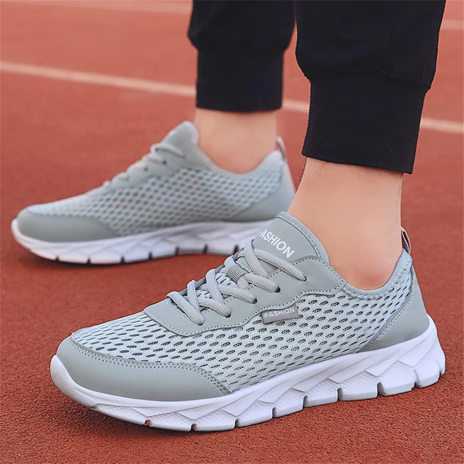Mens Running Shoes Mesh Breathable Fashion Sneakers Lace Up Platform for Hiking Tennis Wide Feet Casual Trainers Comfortable Sneaker Non-Slip Lightweight Summer Shoes