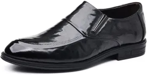 Men's Slip-on Dress Shoes Mens Formal Classic Business Oxford Shoes Patent Leather Wingtip Brogue for Men